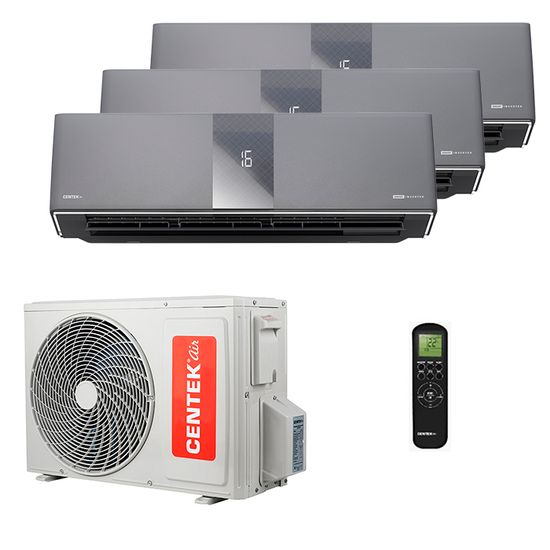 Мультисплит система на 3 комнаты Centek CT-66AMWM-H09/4R3B(HG) (IN) x 3 / CT-66AM3-H21/4DR3C