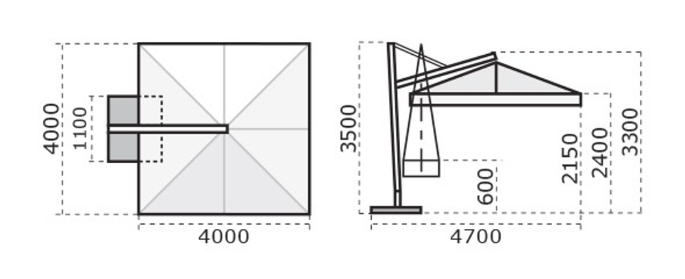 Зонт профессиональный 4х4 м Scolaro Galileo Maxi Starwhite, белый, слоновая кость