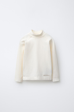 ZARA ФУТБОЛКА В РУБЧИК С РЕЛЬЕФНОЙ НАДПИСЬЮ, ЭКРЮ