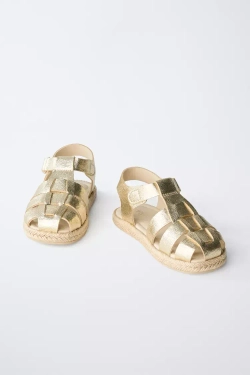 ZARA САНДАЛИИ С МЕТАЛЛИЧЕСКИМИ РЕМЕШКАМИ, ЗОЛОТОЙ