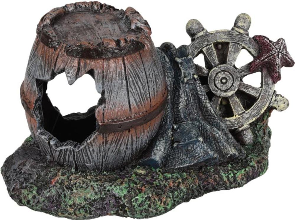 FLAMINGO Декорация для аквариума "Бочка", 12*7*7 см