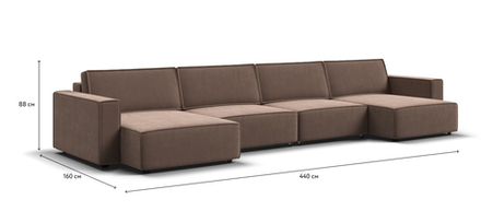 П-образный диван Босс Софт Модуль Велюр Монолит мокко