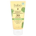 Babo Botanicals, Минеральный солнцезащитный лосьон с цинком, для чувствительной кожи, SPF 30, без отдушек, 89 мл (3 жидк. унц.)