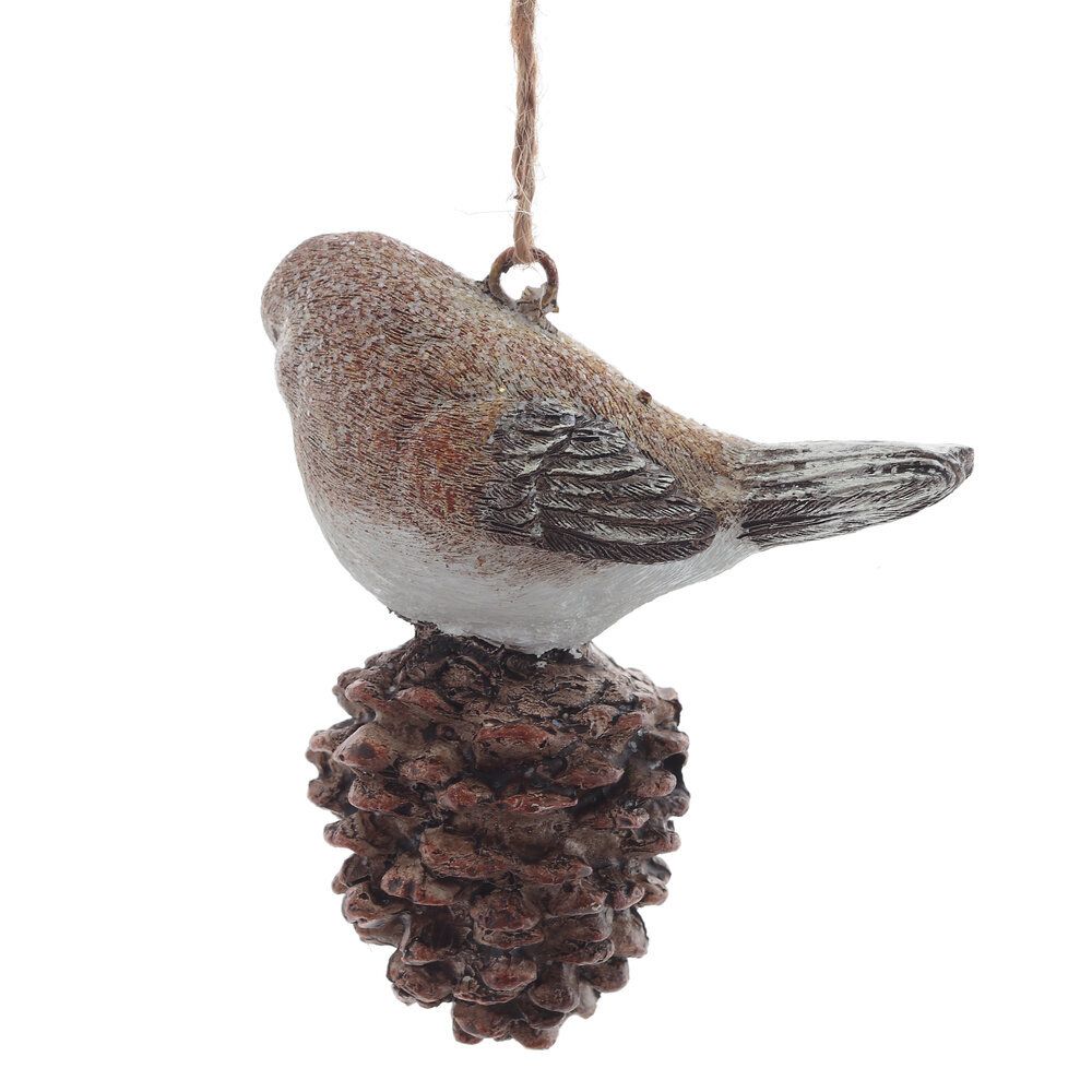 GAEM Украшение новогоднее "Птичка на шишке", L8 W6 H7,5 см, 2в.