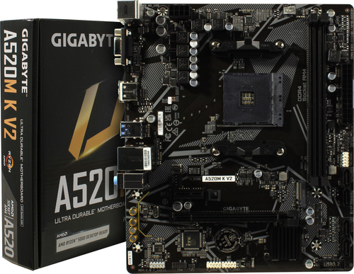 Мат. плата GIGABYTE A520M K V2 (RTL) AM4 &lt;AMD A520&gt; PCI-E Dsub+HDMI GbLAN SATA MicroATX 2DDR4
