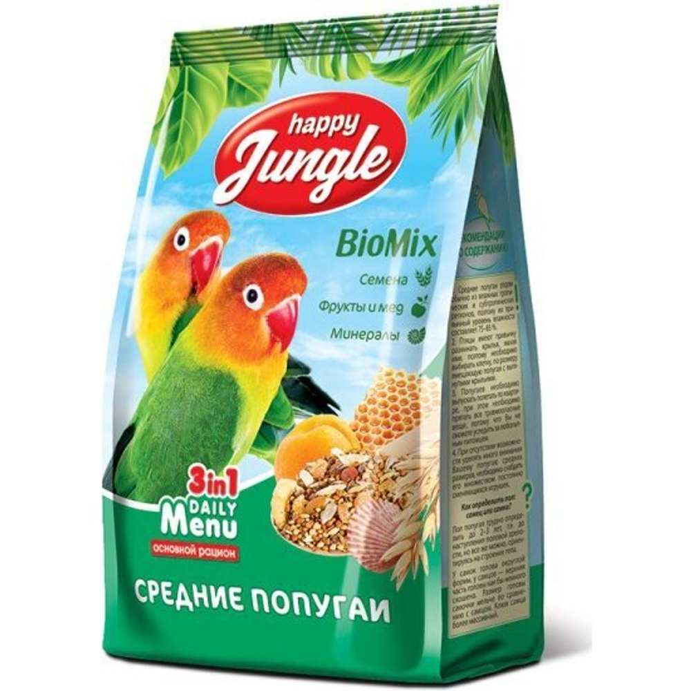 Корм Happy jungle для средних попугаев 500г