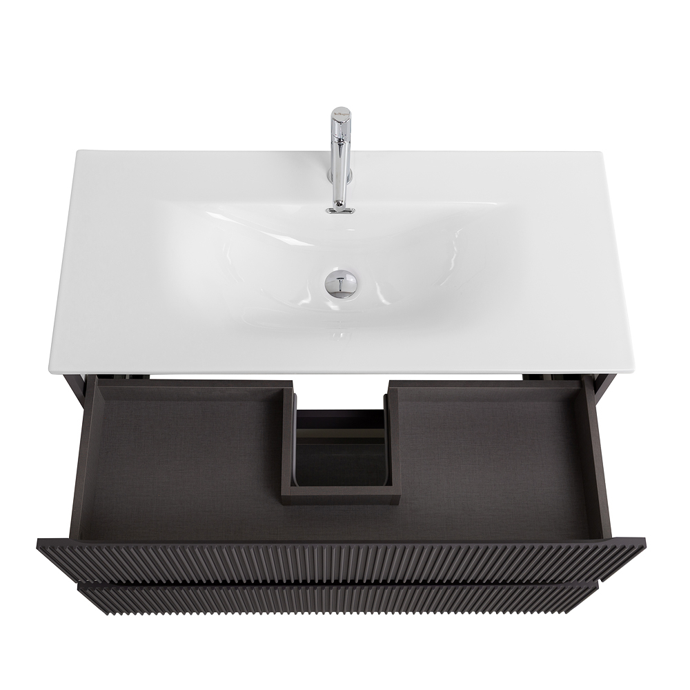 Тумба с раковиной подвесная BelBagno UNO-1200-2C-SO-GSO Темно-Серый матовый, раковина белая BB-8099-120