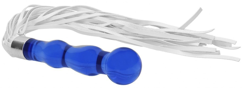 Синий анальный стимулятор-плеть Whipster с белыми хвостами (Цвет: синий с белым)