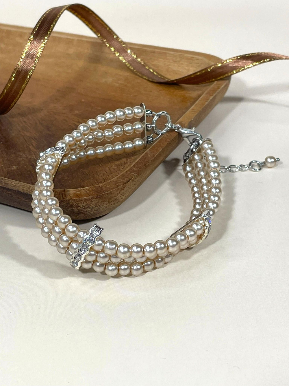 Браслет жемчужный с фианитами