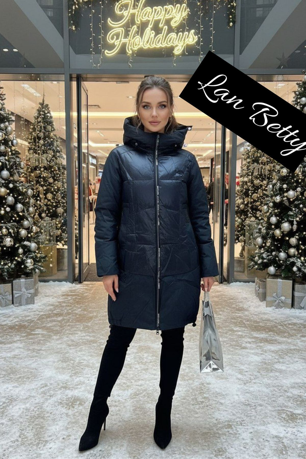 Куртка зимняя длинная темная черная