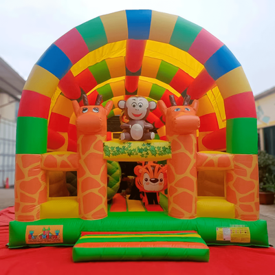 Коммерческий надувной батут «Страна Сафария 2» с крышей и высокими горками, 10x5x5 м