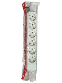 Колодка розеточная Makel 6 гнезд с заземлением 16А 3600Вт белая MGP 181