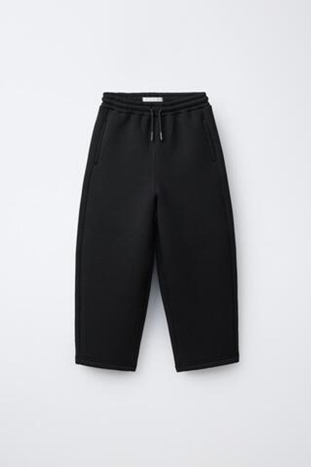ZARA БРЮКИ STRAIGHT FIT ИЗ НЕОПРЕНА, ЧЕРНЫЙ