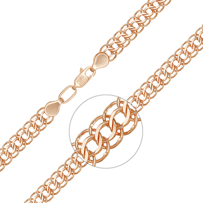 Браслет из красного золота с алмазной гранью (плетение «Питон»)