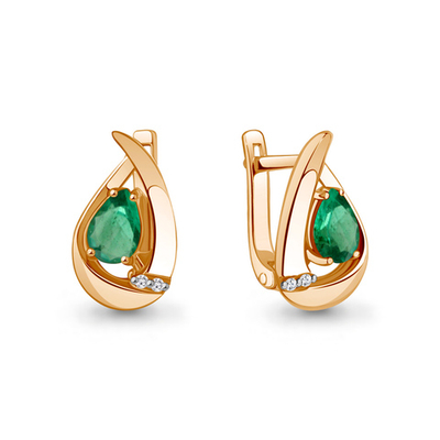 941606к Серьги из Золота с бриллиантами, изумрудами