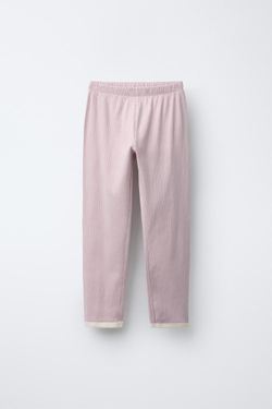 ZARA ОДНОТОННАЯ ПИЖАМА В РУБЧИК, ПУДРОВО-РОЗОВЫЙ