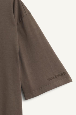 ZARA ФУТБОЛКА СВОБОДНОГО КРОЯ, СЕРО-КОРИЧНЕВЫЙ