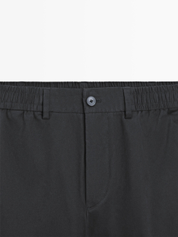 Massimo Dutti Брюки-джоггеры из смесовой хлопковой ткани, темно-синий