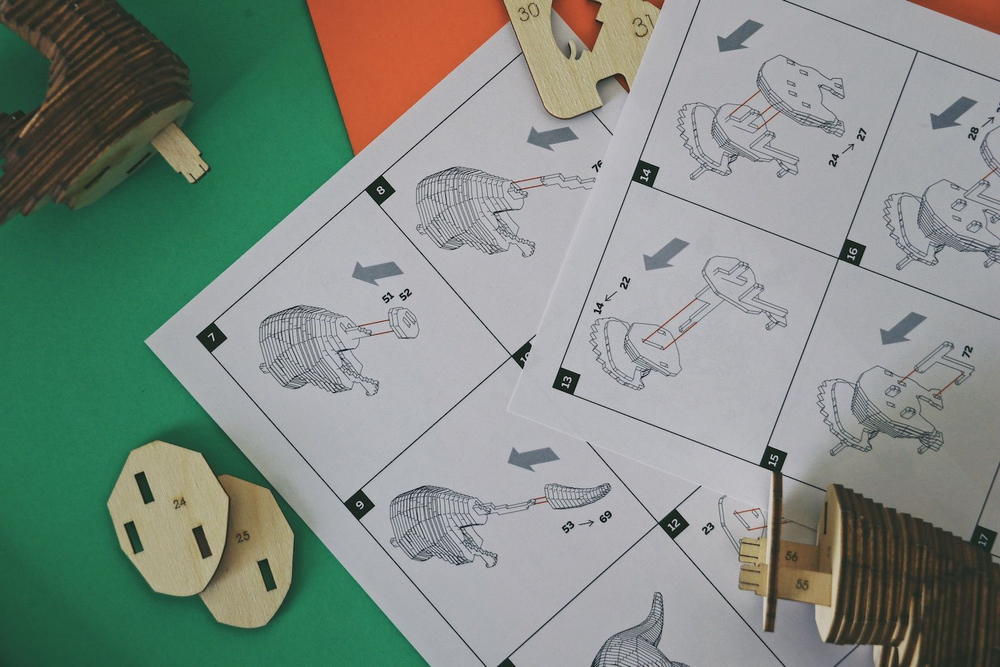 Конструктор деревянный UNIWOOD Трицератопс с набором карандашей