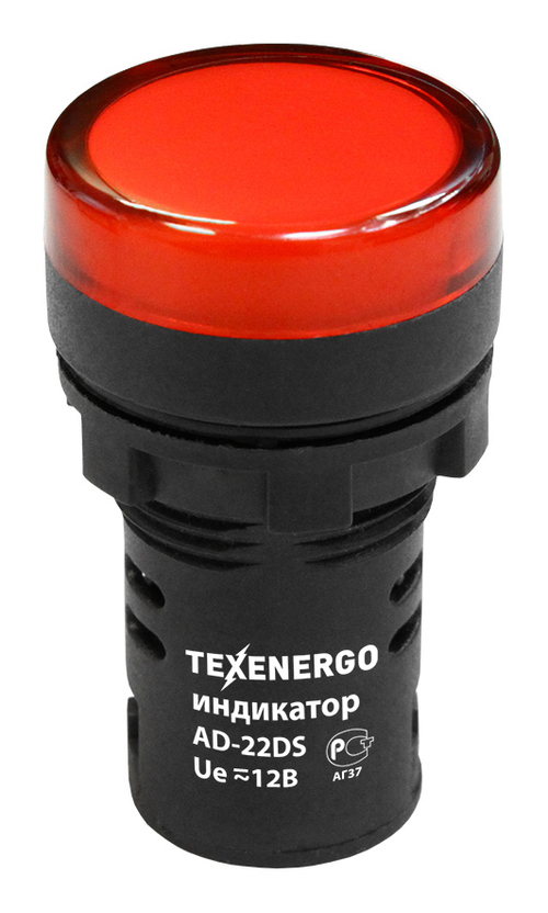 Арматура светосигнальная AD22DS(LED) 12В AC/DC d22 красная Texenergo