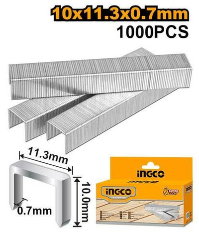 Скобы для мебельного степлера 1000шт. 10х11,3х0,7мм INGCO STS0110