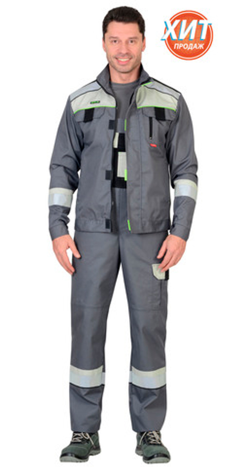 Костюм "БОСТОН" : куртка кор., п/комб. ср.серый с молочным и черным