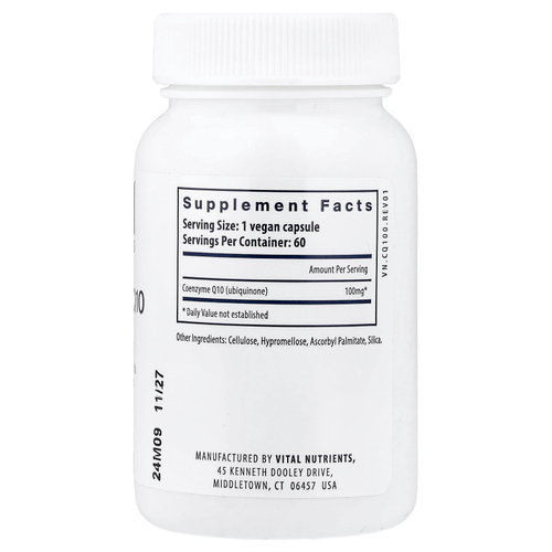 Vital Nutrients, коэнзим Q10, 100 мг, 60 веганских капсул