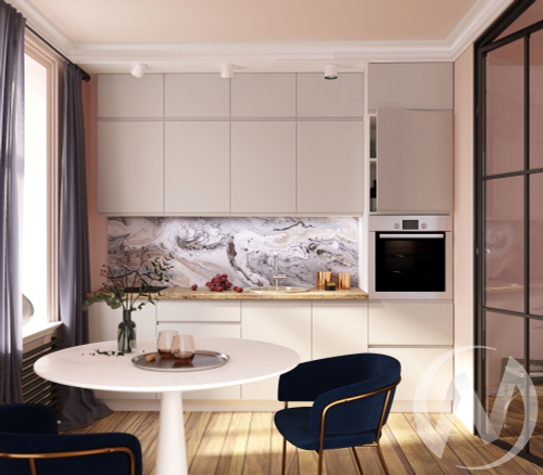 Кухня "Маори" rose (корпус белый)