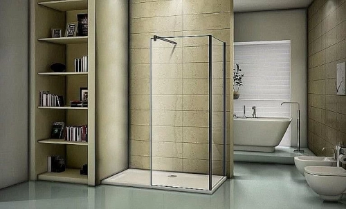 Душевое ограждение Good Door WALK IN SP+P + SP 100x100 стекло прозрачное/черный матовый