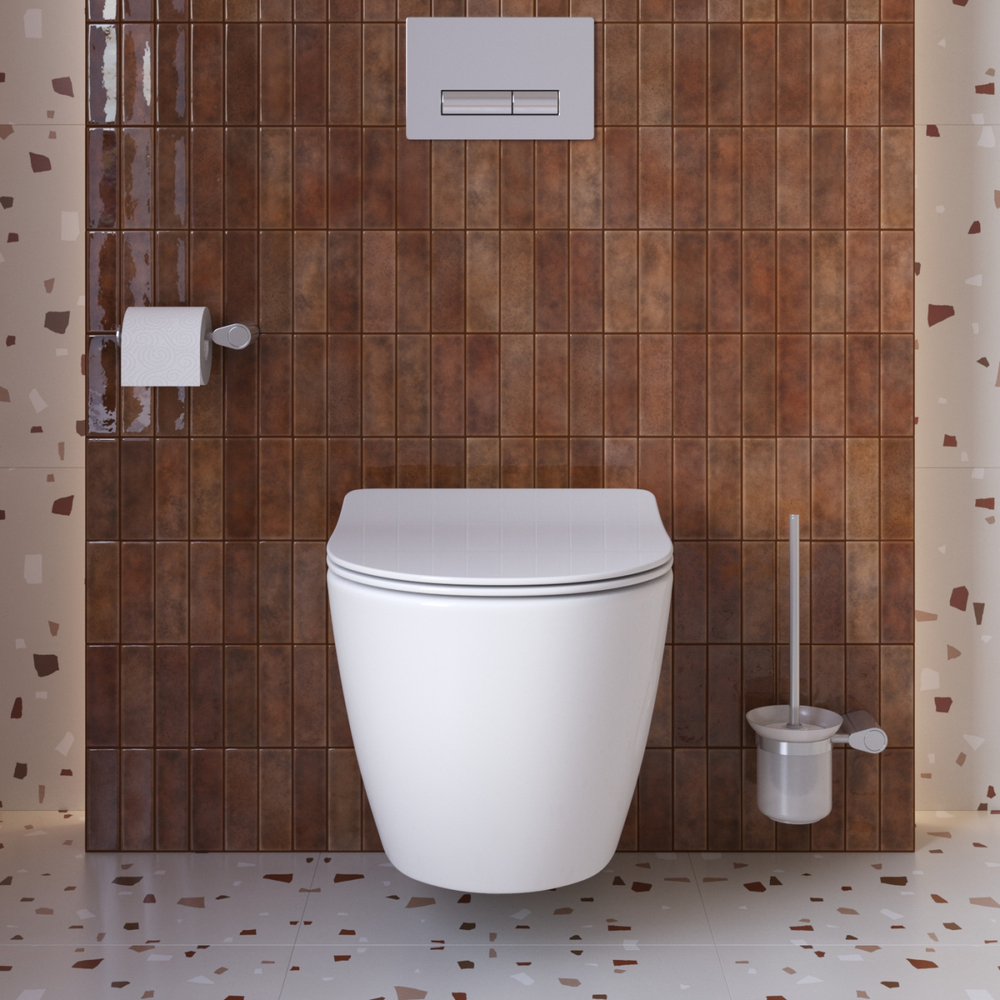 Унитаз подвесной безободковый с сиденьем и смывом TORNADO Cezares STREAM-TOR CZR-2426-TH-TOR/SC