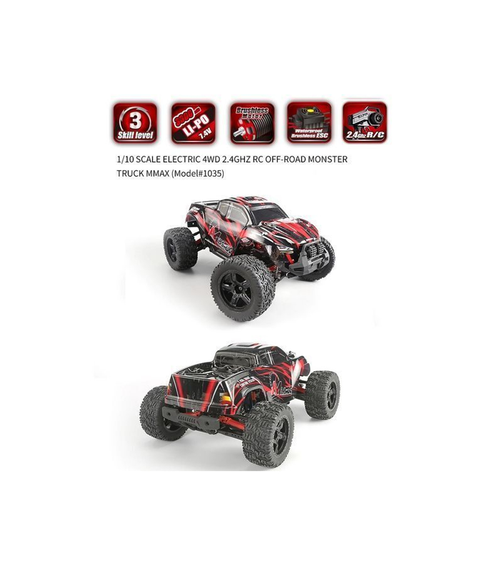 Радиоуправляемый монстр Remo Hobby MMAX Brushless (красный) 4WD 2.4G 1/10 RTR