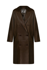 Коричневый кожаный тренч