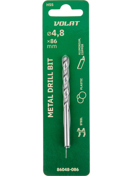 Сверло по металлу ц/х 4.8х52х86 мм HSS ВОЛАТ