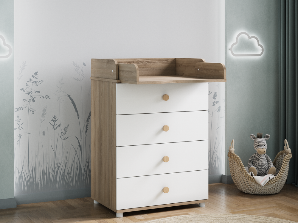 Детский комод Compact с пеленальным столиком цвет белый/дуб