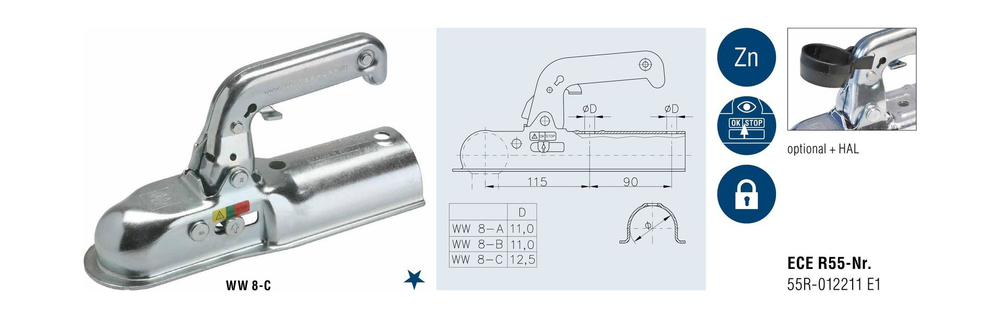 Замковое сцепное устройство WW 8-A (W 1018) 50 мм, WINTERHOFF