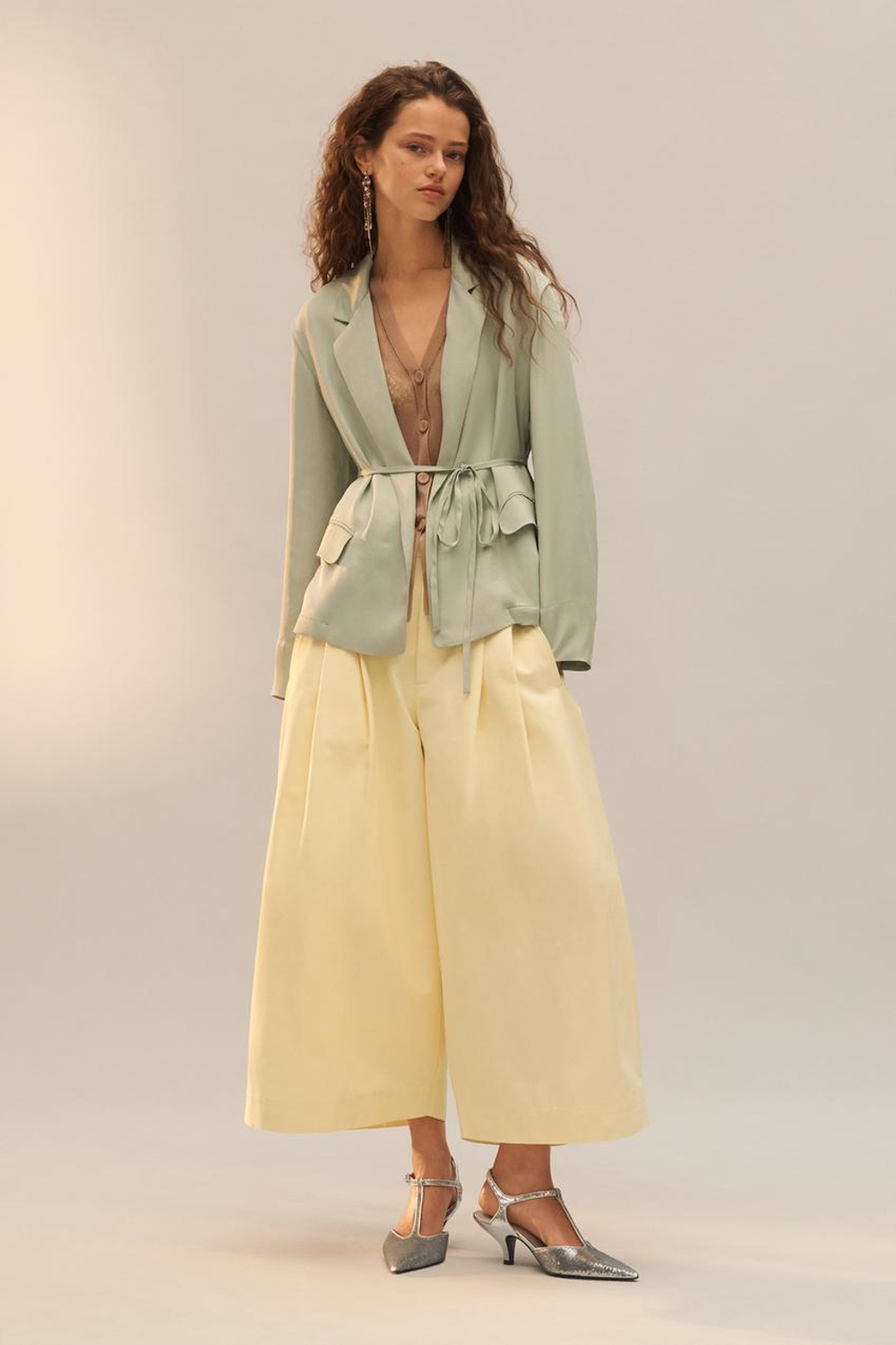 ZARA БЛЕЙЗЕР ИЗ СМЕСОВОЙ ВИСКОЗЫ - LİMİTED EDİTİON, ЦВЕТ МОРСКОЙ ВОЛНЫ