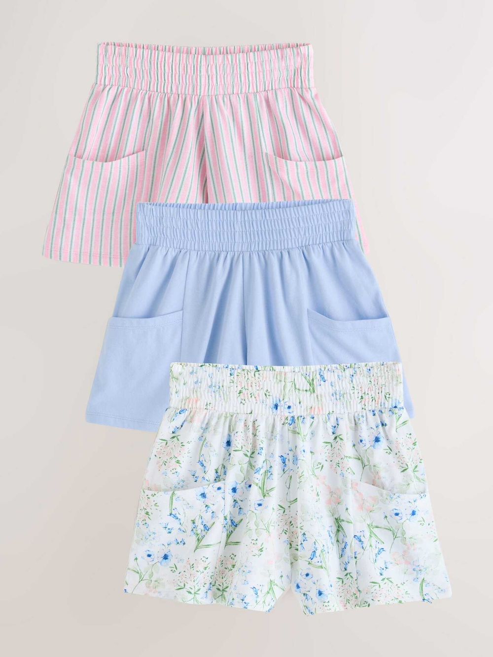 Шорты для девочки Next E61-339, 3 шт., Розовый, Голубой
