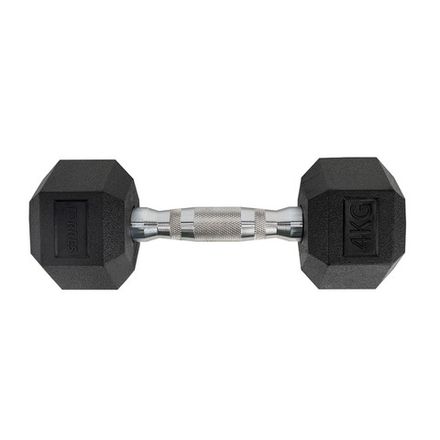 Гантель TORRES 4 кг, PL51904, металл в резиновой оболочке, форма шестигранник, черный