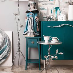 Комод Арт Колор matte Стайл Сильвер с 2 полками Зеленый бирюзовый матовый