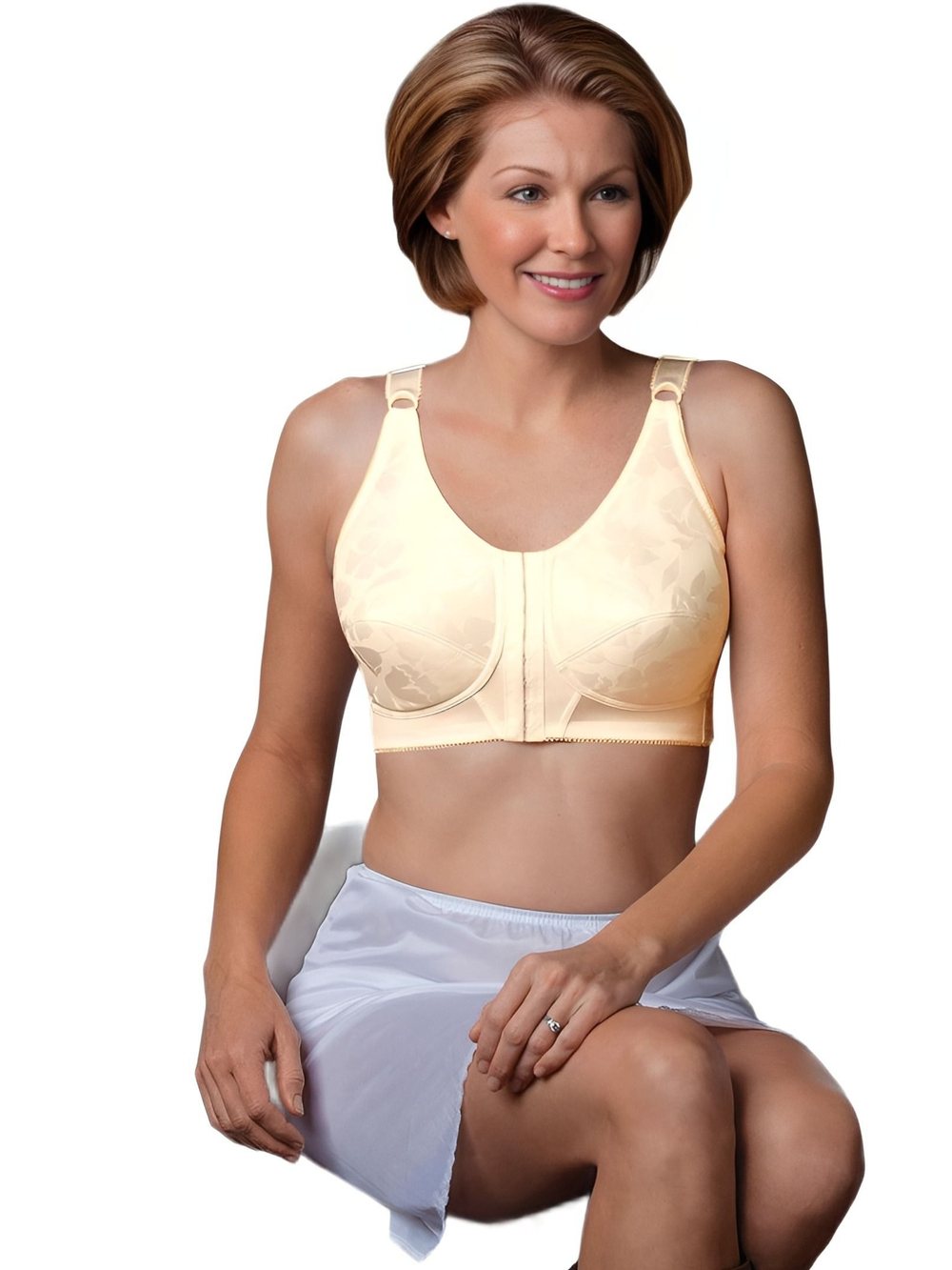 Полуграция с передней застежкой, корректором осанки, без косточек, 110D бежевый