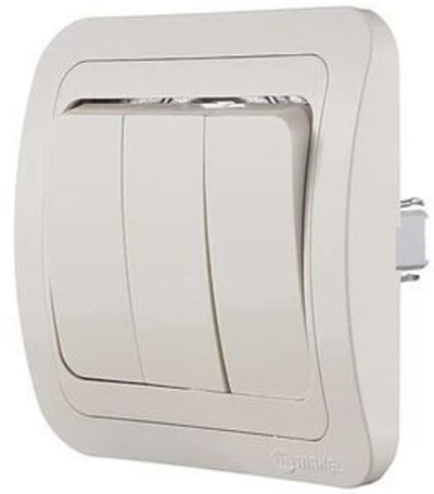 Выключатель 3-клавишный СП Mimoza 10А IP20 кремовый Makel 25091