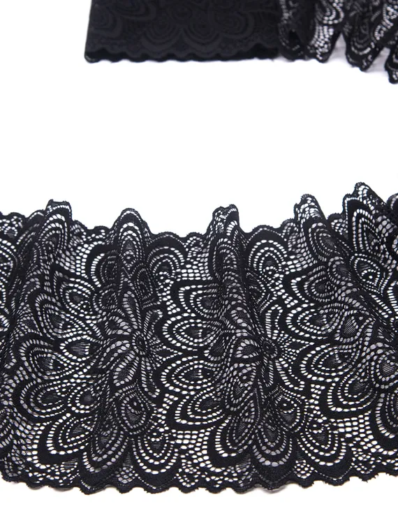 03-257 Кружево эластичное 17 см, павлин, черный