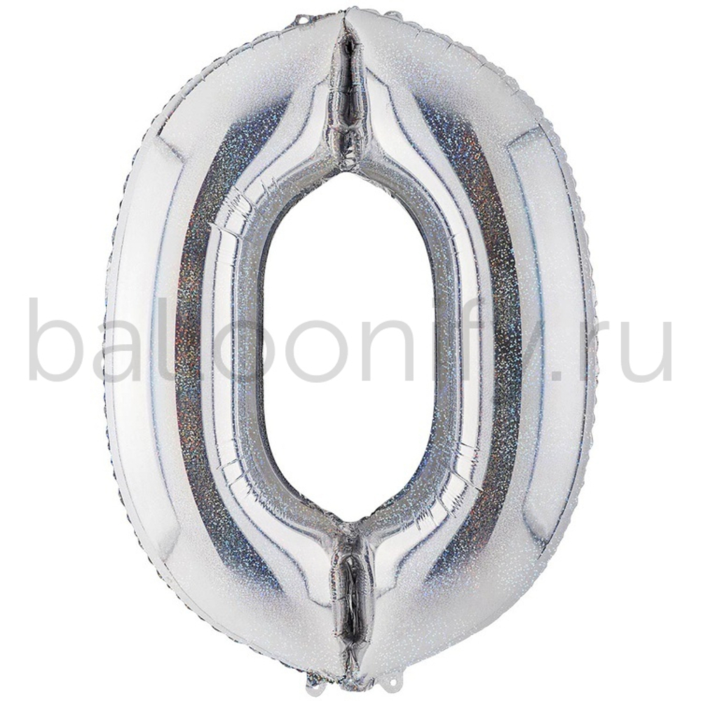 Шар ЦИФРА 0 Silver блеск 40" 102 см