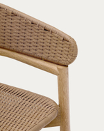 Arinella Полубарный стул из массива акации и коричневой веревки 65 см