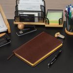 Ежедневник недатированный А5 138х213 мм BRAUBERG "Iguana" под кожу, 160 л., темно-коричневый, 125090