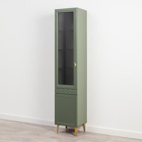 Марион шкаф-витрина 16.397.01 Дымчатый зеленый / Олива шагрень