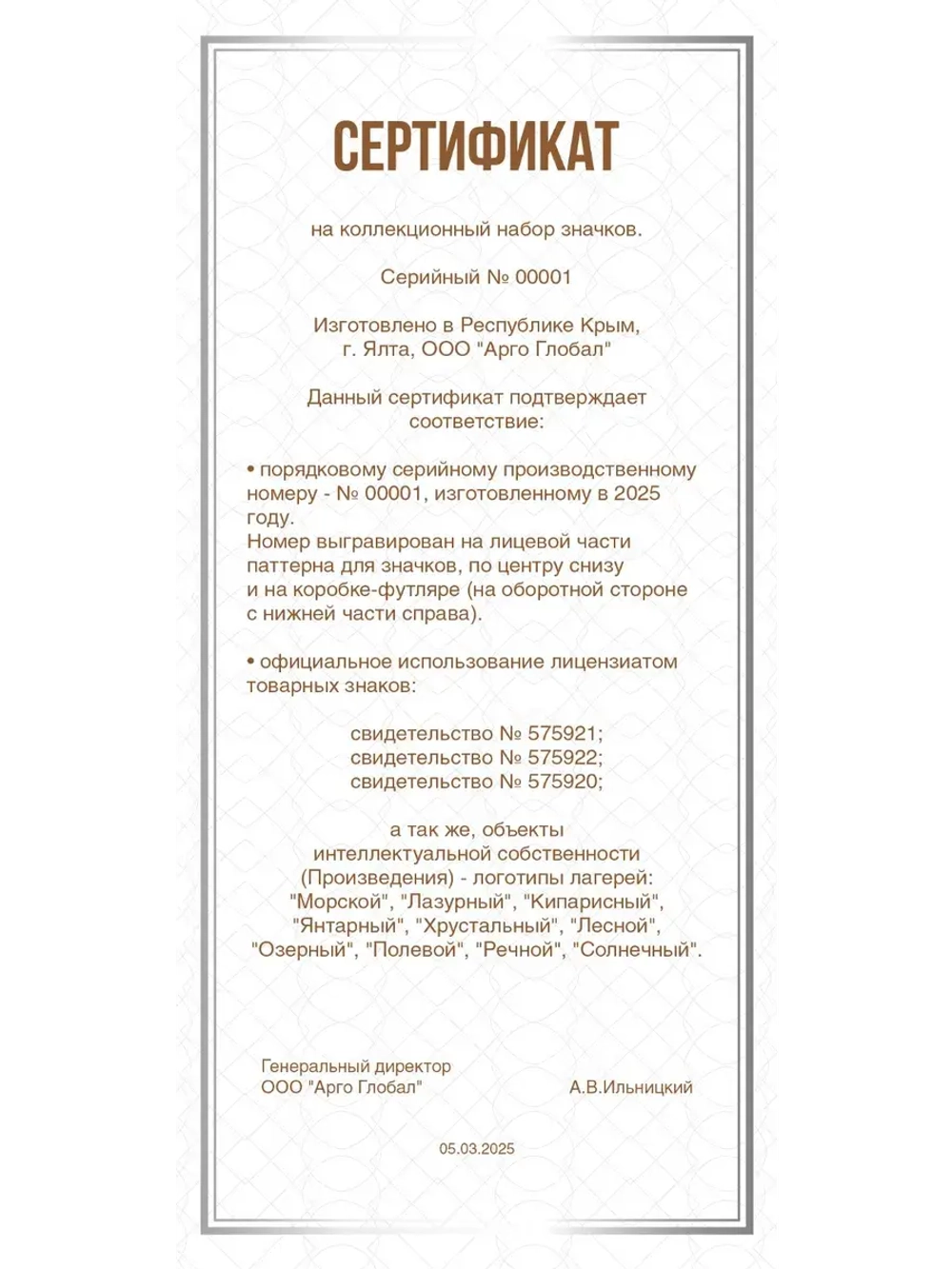 Набор значков