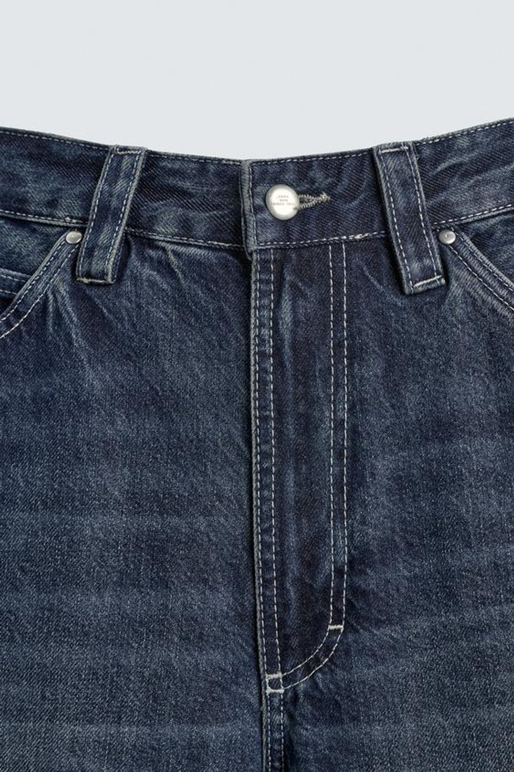 ZARA Х FORD ДЖИНСЫ RELAXED FIT С НАШИВКОЙ, СИНИЙ