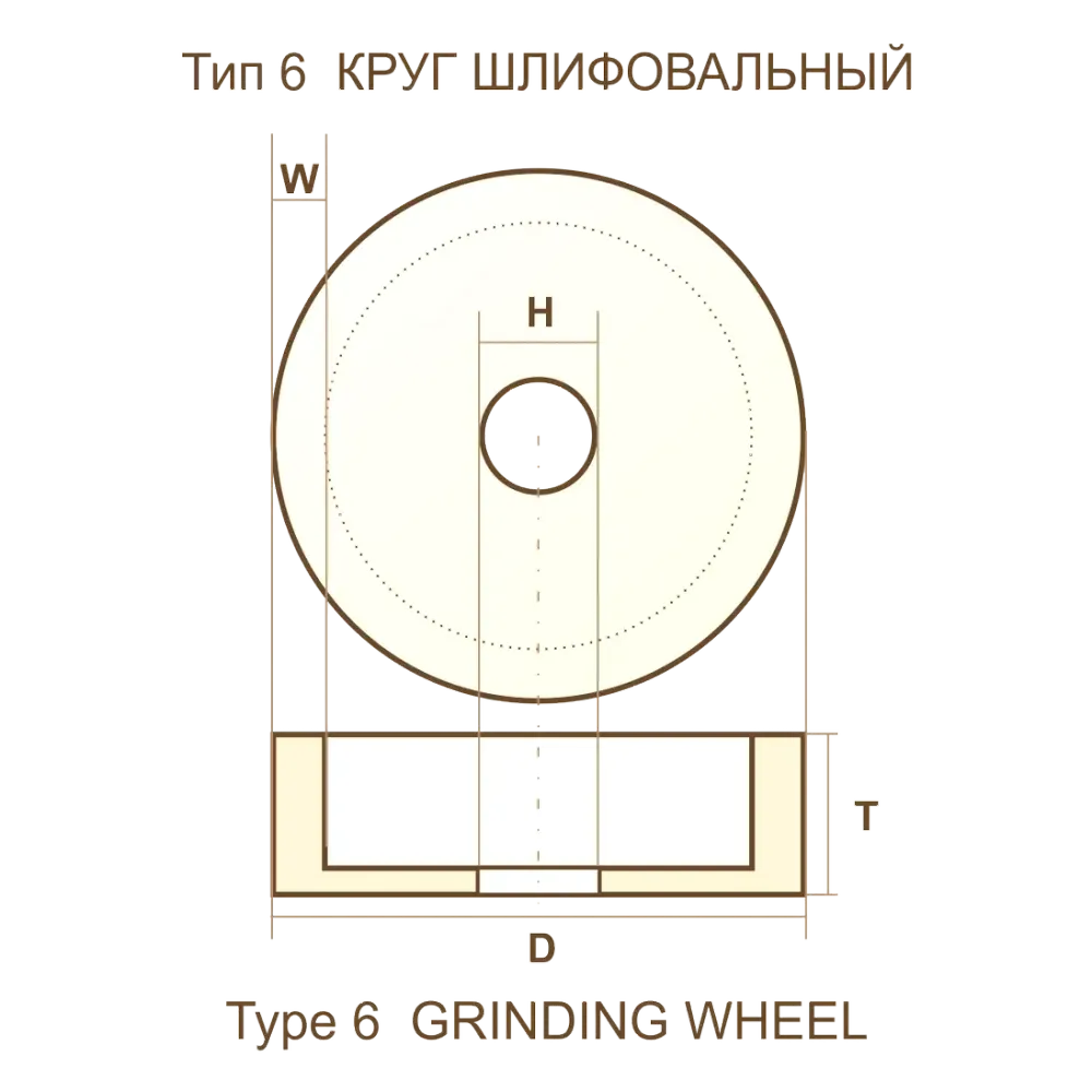 Круг чашечный цилиндрический 125х63х76 25A P60 32 м/с (Чертеж 203000 w-12)