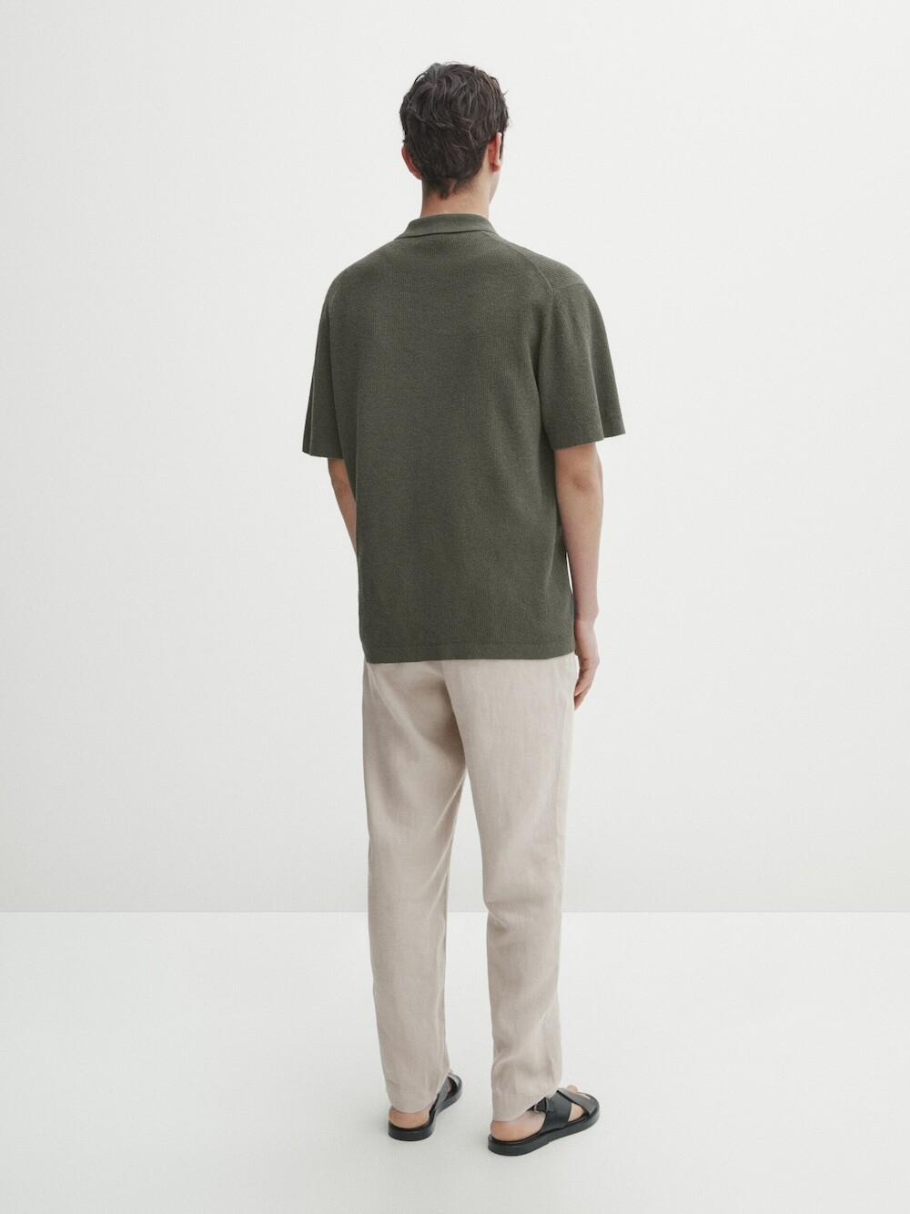 Massimo Dutti Вязаный кардиган с короткими рукавами и пуговицами, хаки